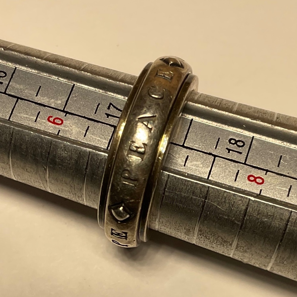 Designer STEVEN LAVAGGI Sterling Silver Spinner Ring W/ LOVE, HOPE, PEACE, FAITH